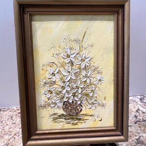 Vintage Miniature Original Framed Painting Flowers